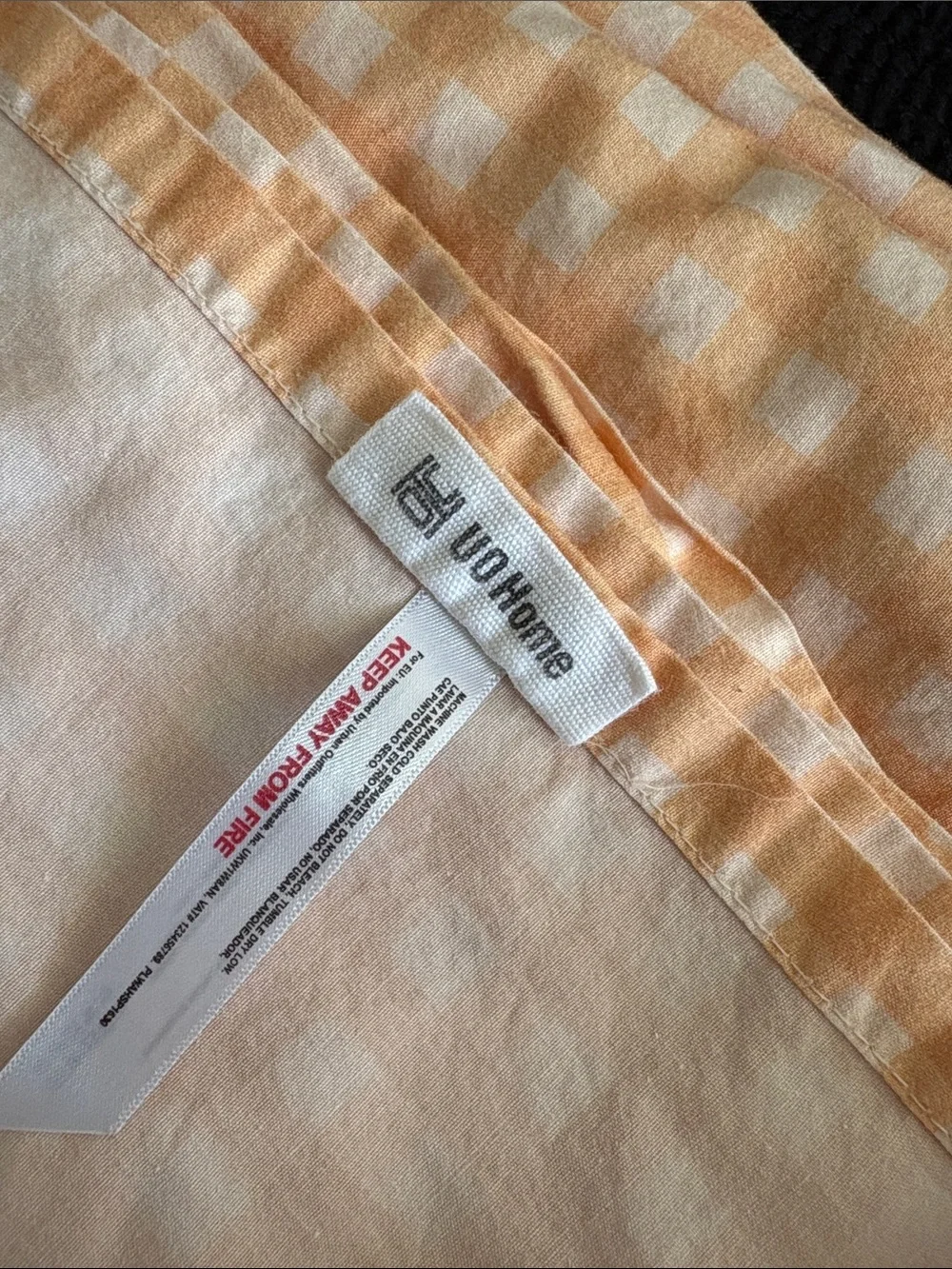 UO Gingham Peach Sheet and Pillowcase Set - Soft Checked Peach Bedding